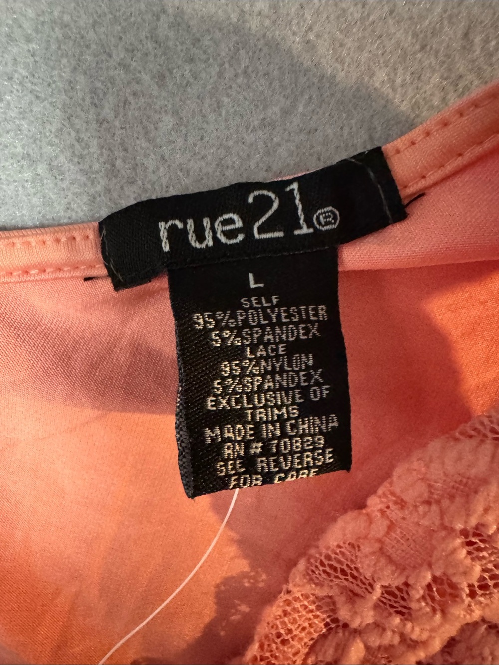 Y2K Rue21 Coral Lace Tank with Floral Trim - Picture 2 of 4